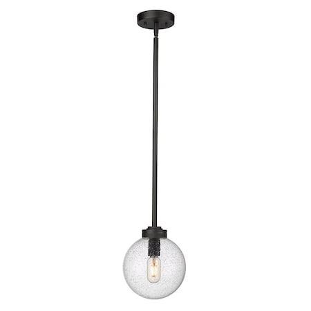 Z-Lite Laurent Outdoor Pendant, 1-Light, 8 In.W x 9 In.H, Black/Clear Seedy 599P8-BK
